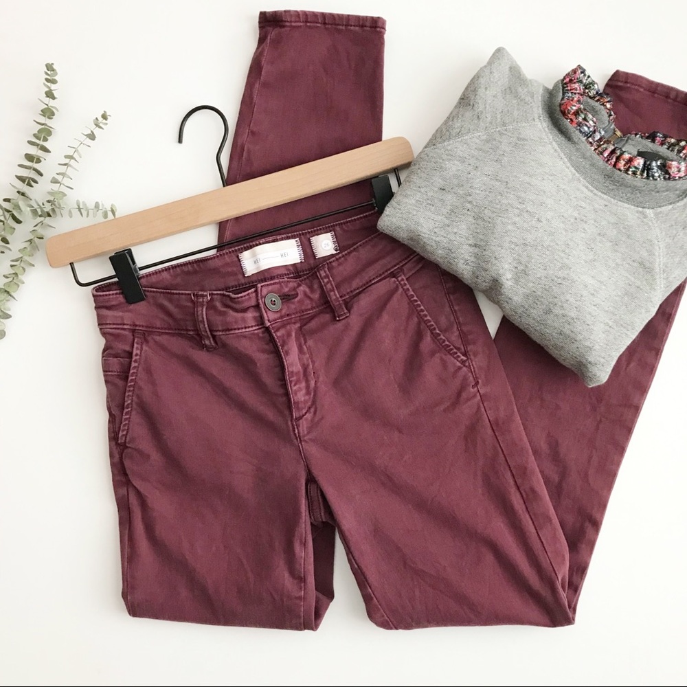 Anthropologie Skinny Pants in Wine Burgundy